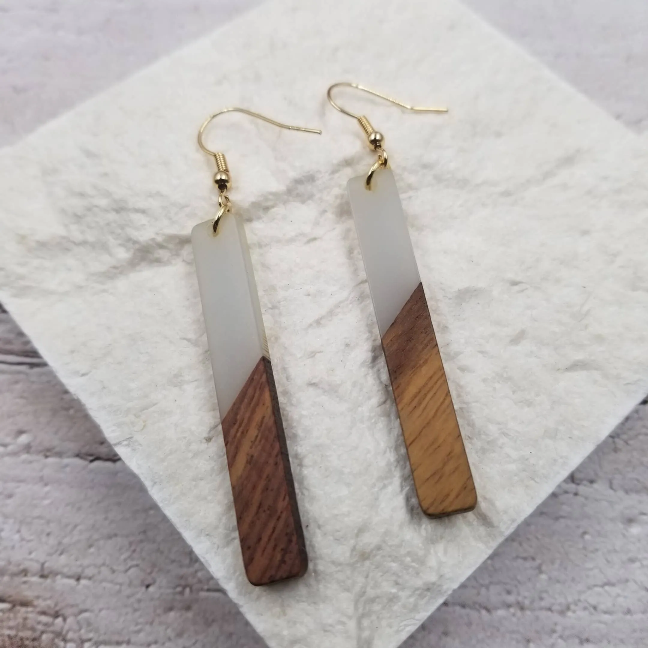 Resin Wood Bar Earrings
