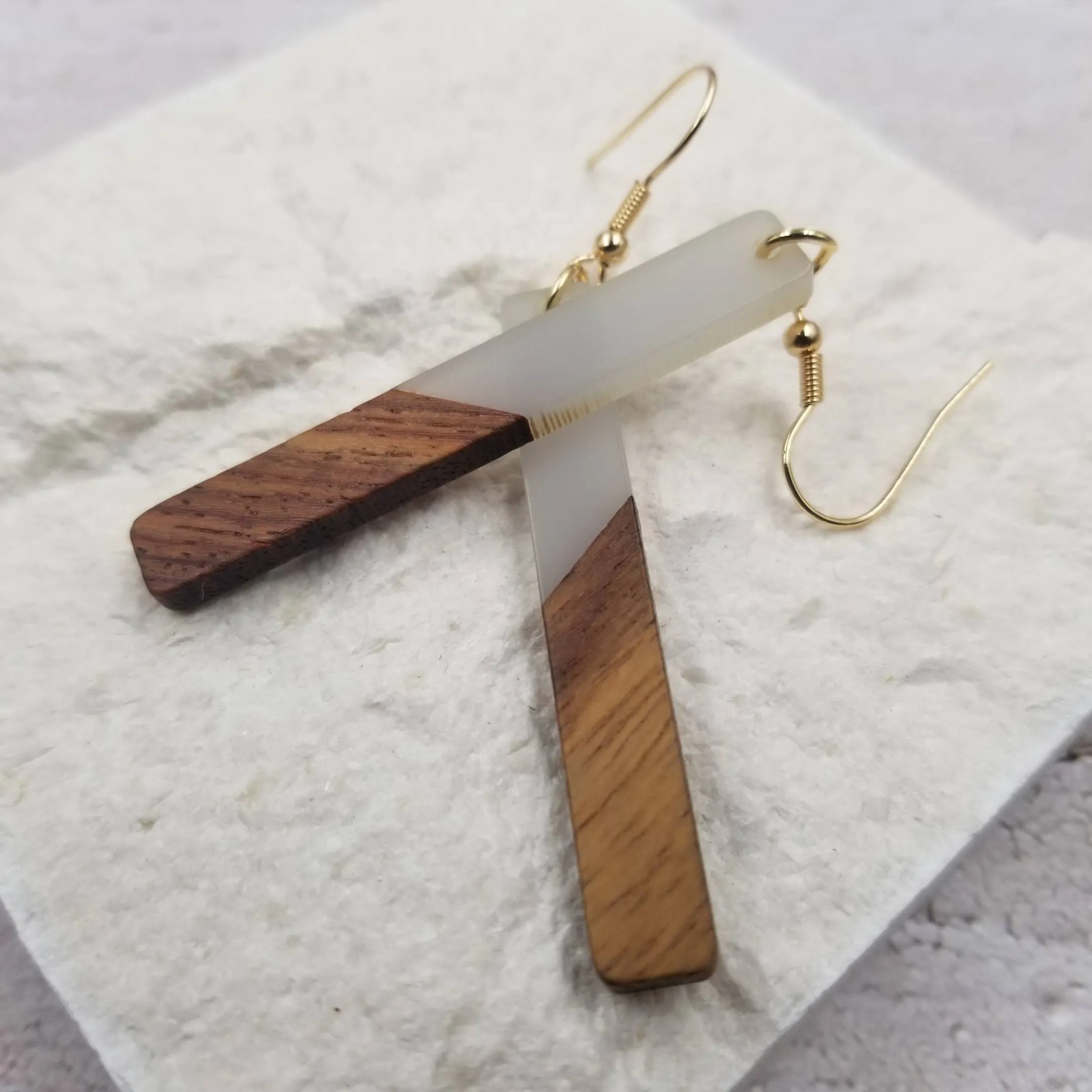 Resin Wood Bar Earrings