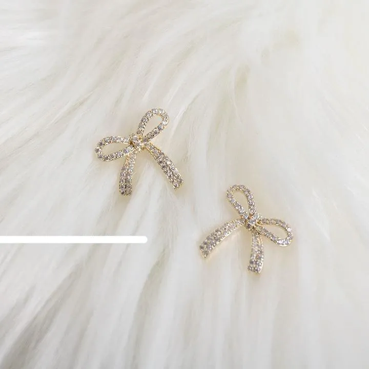 Rhinestone Bow Earrings