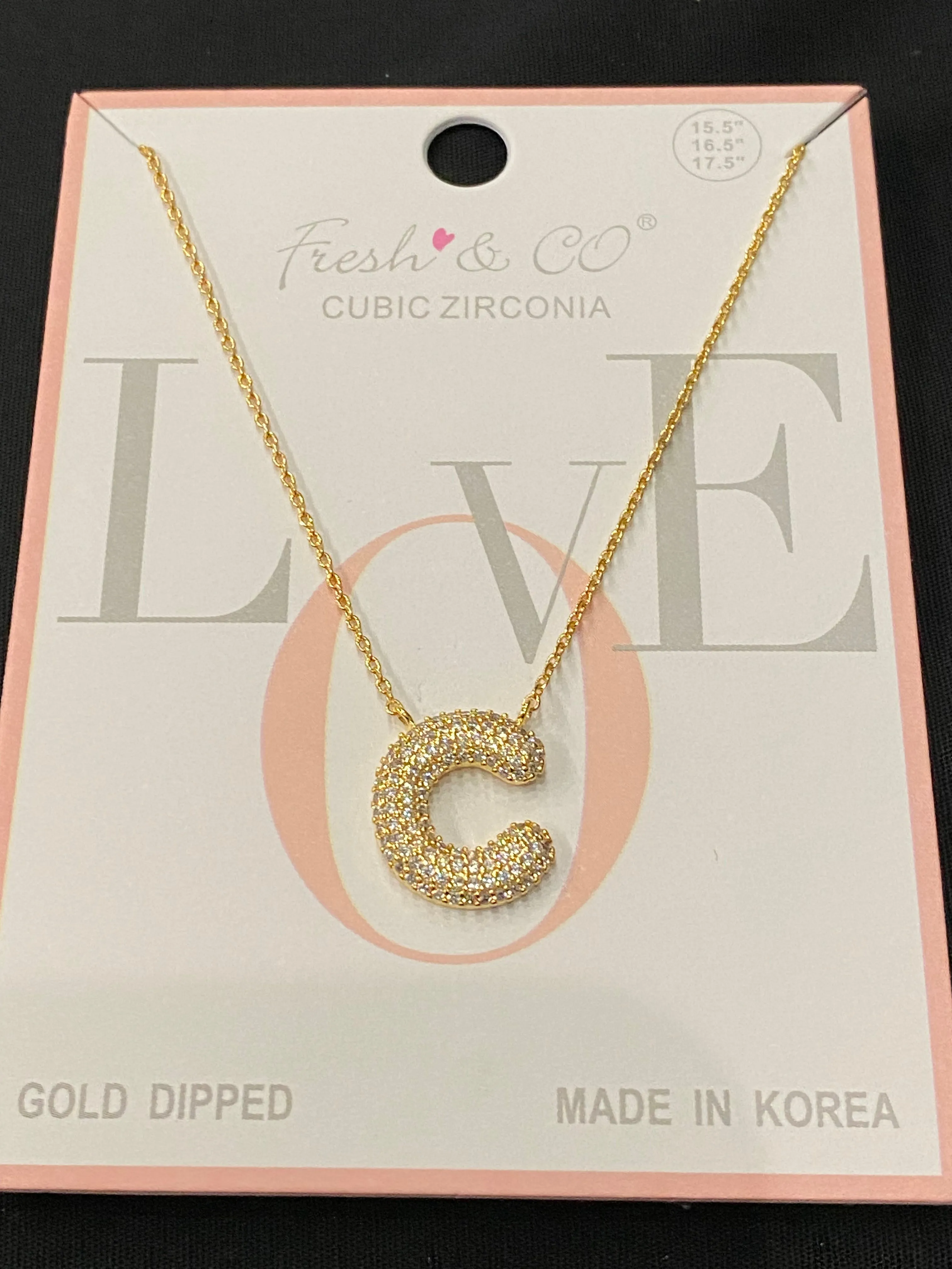Rhinestone Bubble Initial Necklaces