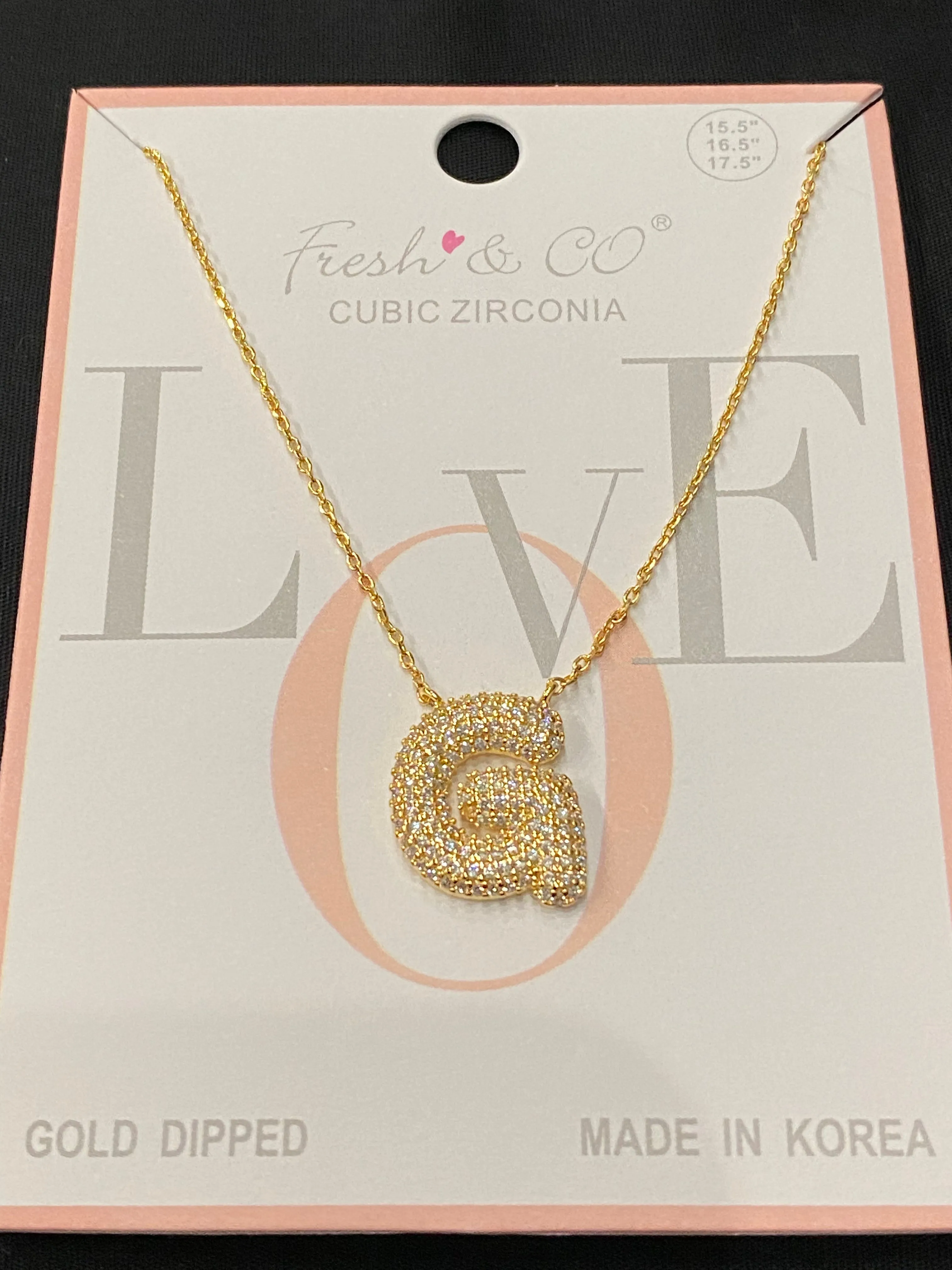 Rhinestone Bubble Initial Necklaces