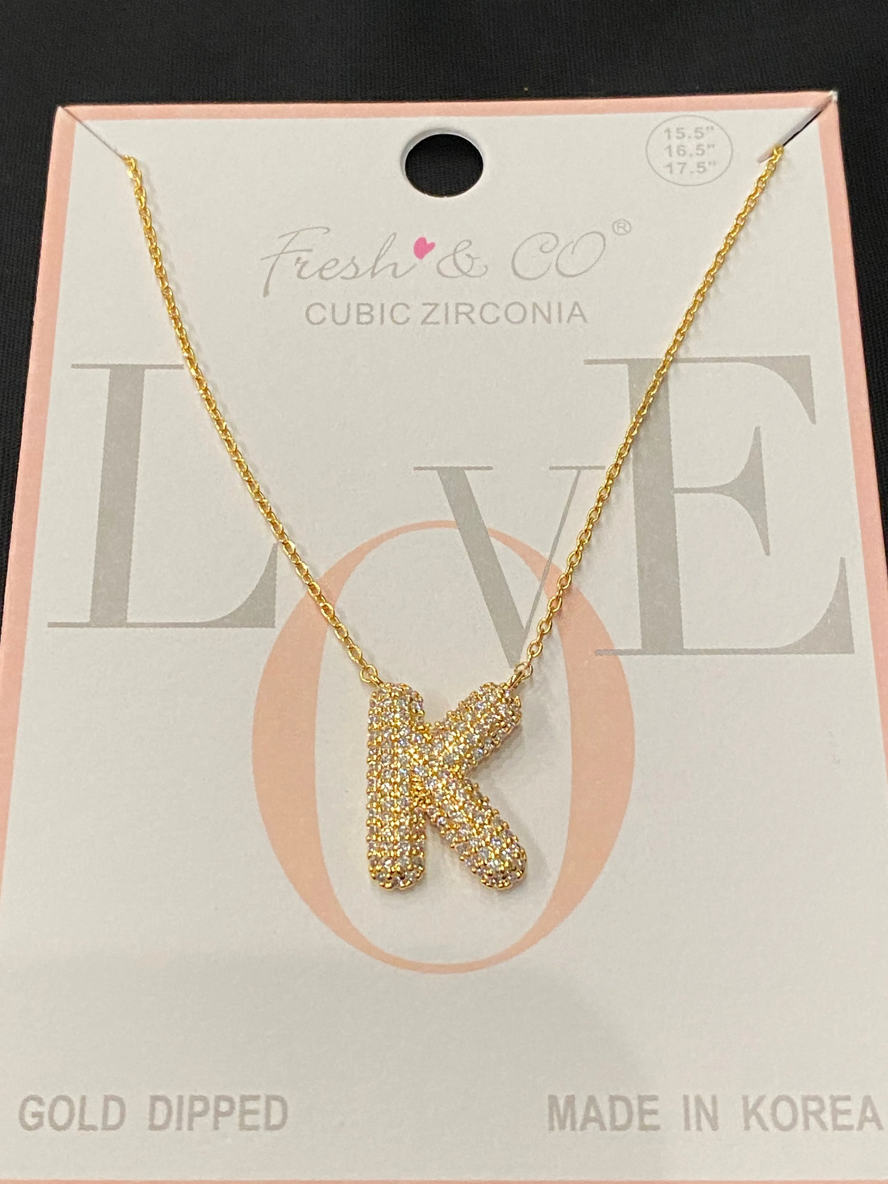 Rhinestone Bubble Initial Necklaces