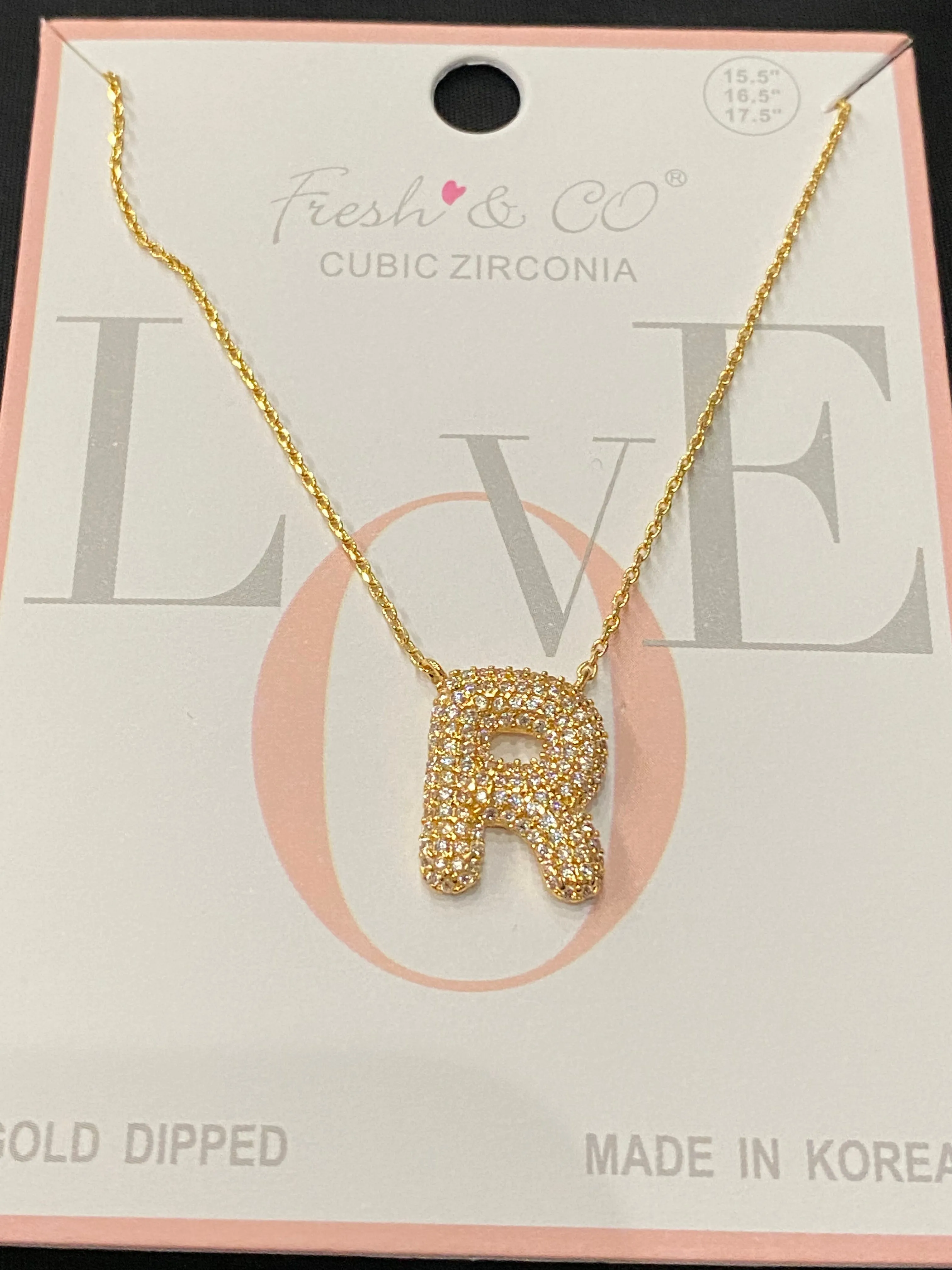 Rhinestone Bubble Initial Necklaces