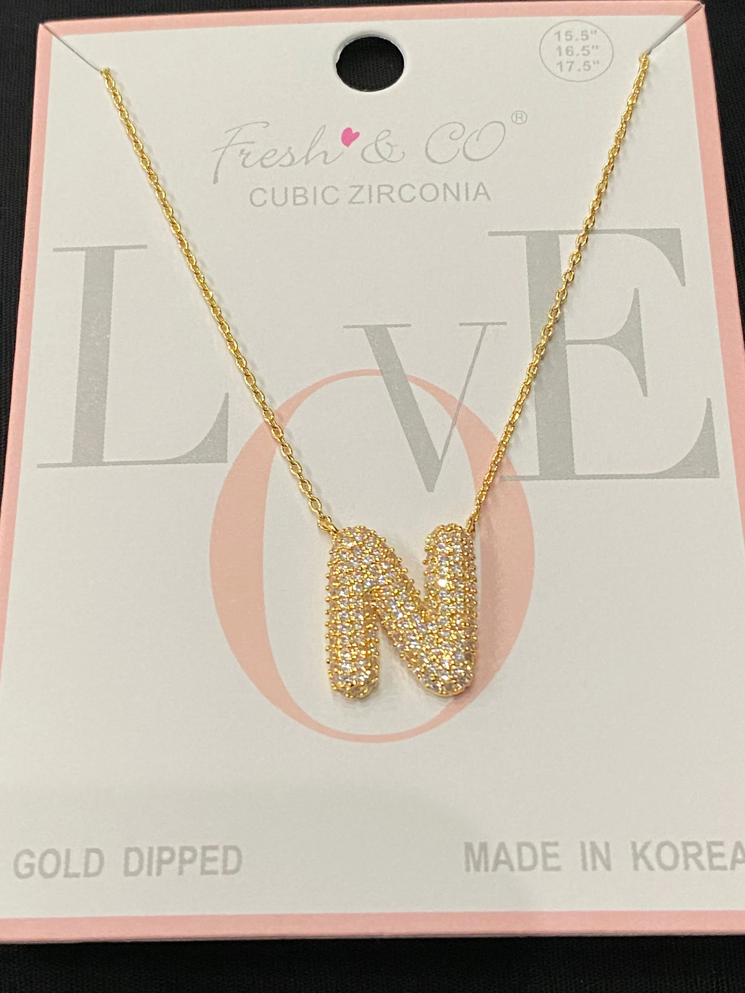 Rhinestone Bubble Initial Necklaces