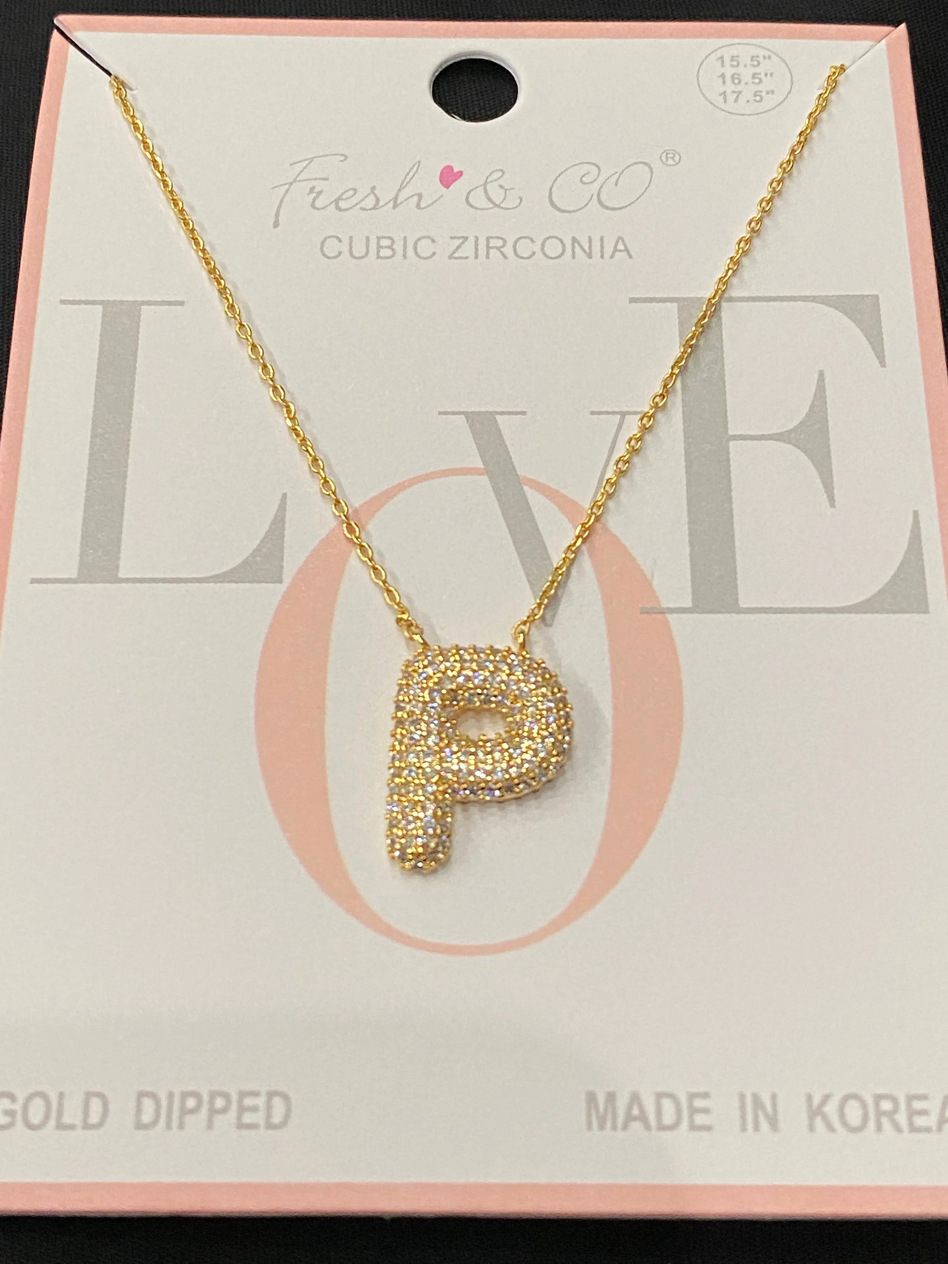 Rhinestone Bubble Initial Necklaces