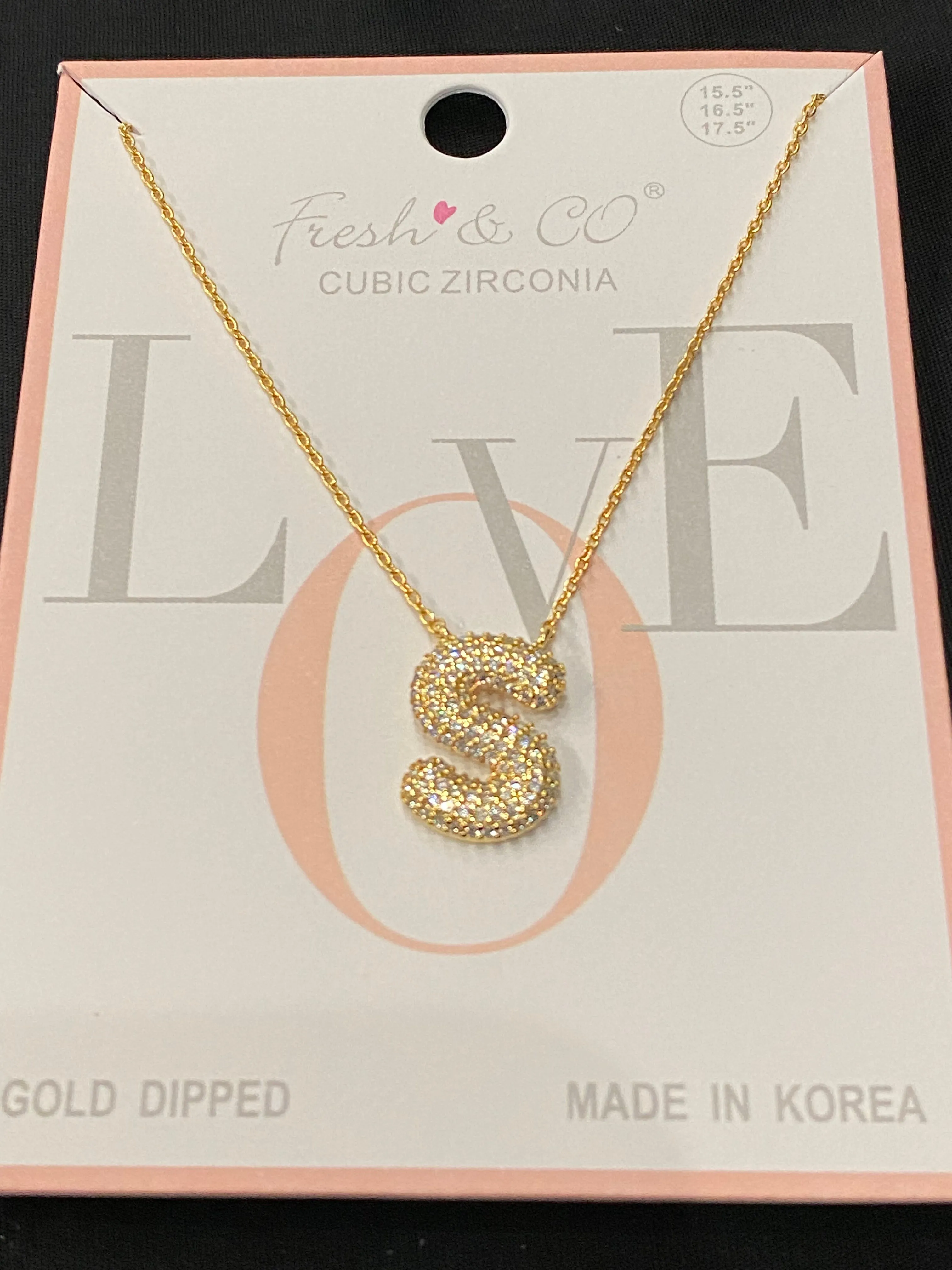 Rhinestone Bubble Initial Necklaces