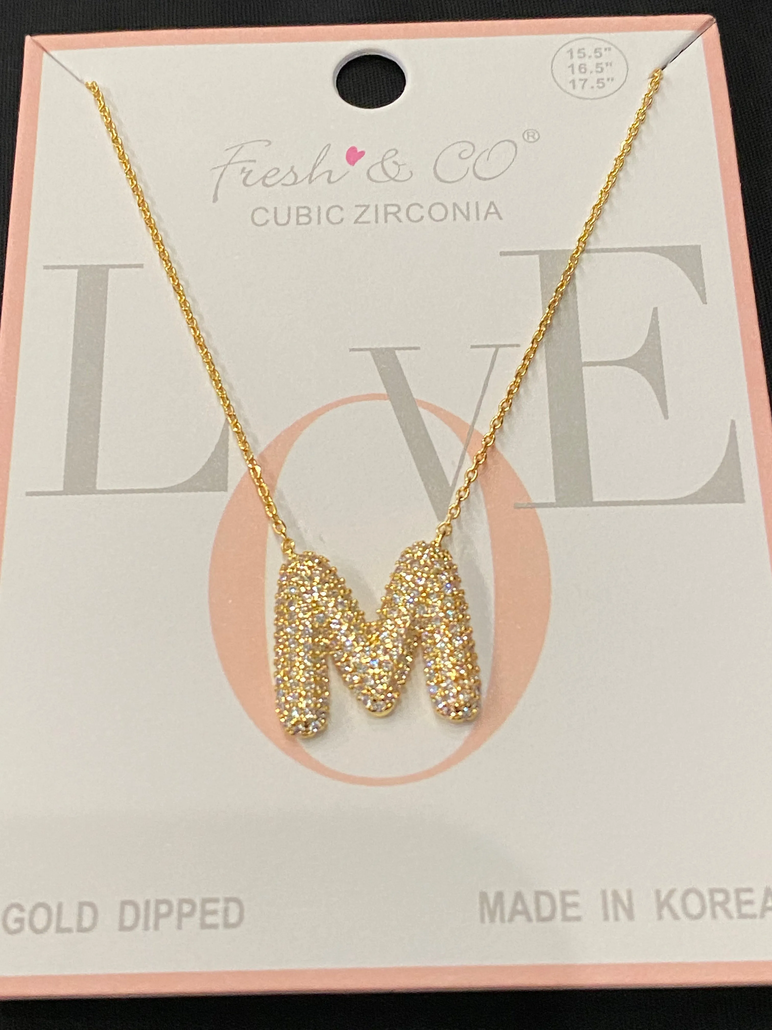 Rhinestone Bubble Initial Necklaces