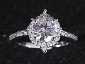 Rhinestone Round Princess Ring