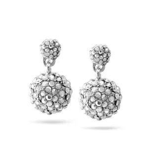 RHODIUM RHINESTONE ROUND CRYSTAL DROP EARRINGS #SWKK-11346RHO (DF5)