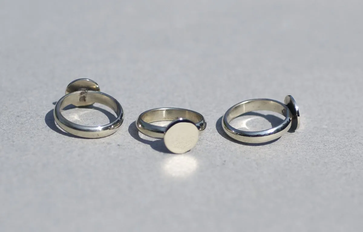 Ring with 11mm Round Glue Pad for Gluing - Handmade Ring Blanks, DIY Ring