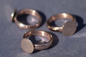 Ring with 11mm Round Glue Pad for Gluing - Handmade Ring Blanks, DIY Ring