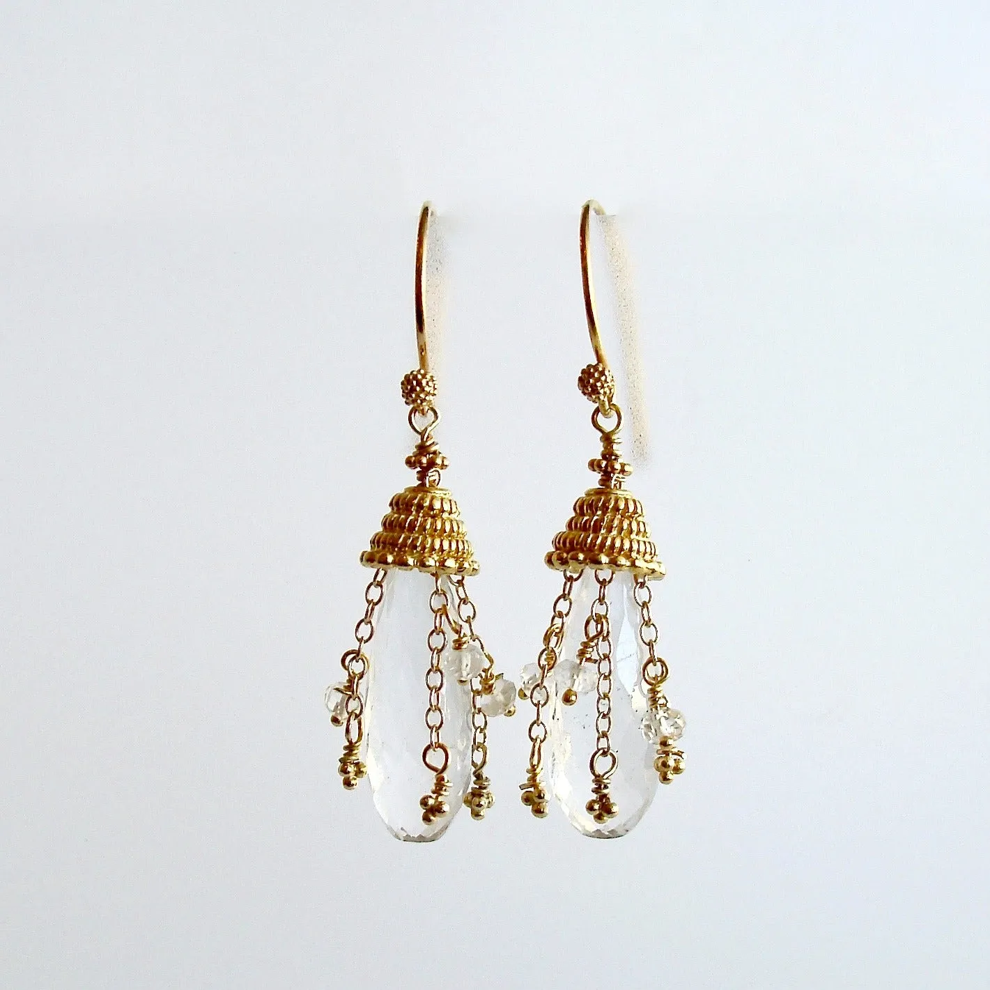 Rock Crystal Elongated Teardrop Earrings - Abby Earrings