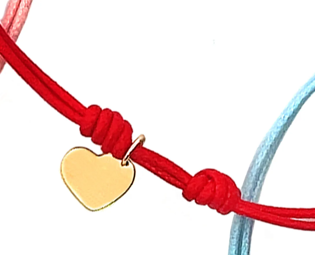 Rope bracelets with dangling yellow gold charms