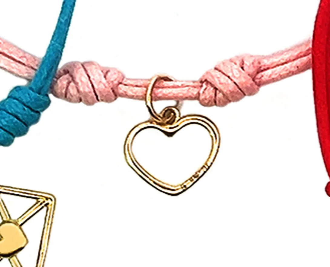Rope bracelets with dangling yellow gold charms