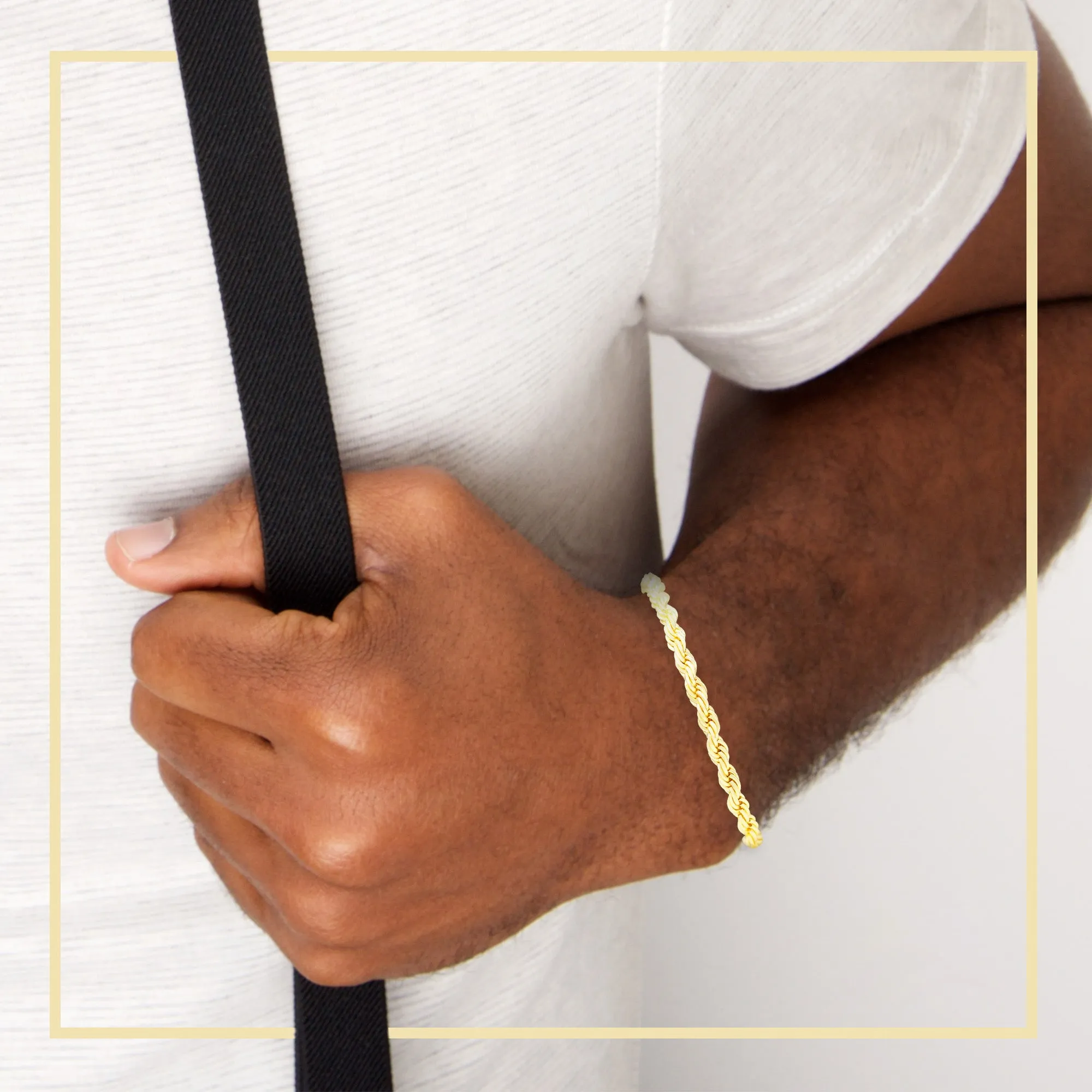 Rope Chain 14K Gold Filled Bracelet 8.5" Set Lobster Claw Clasp Men Jewelry 5 mm 6 mm