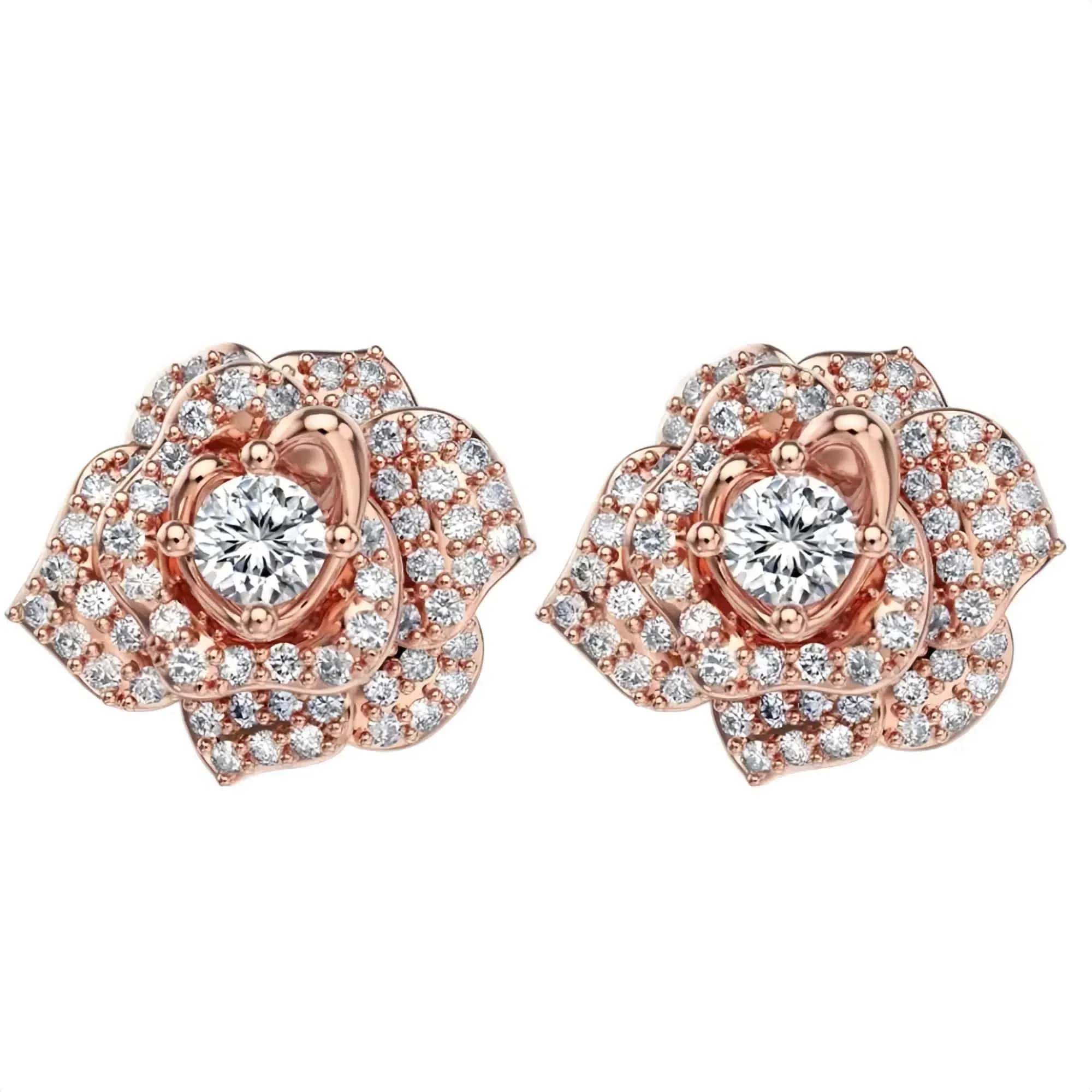 Rose Gold Floral Earrings (Stud)