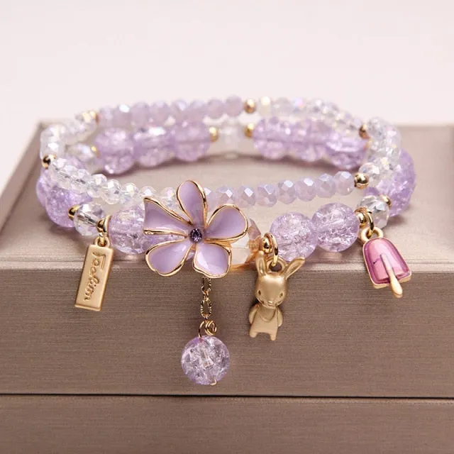 Rose sisi 2022 Summer Vacation Beach Bracelet Shell Little Girl Pendant Burst Bead Sweet Romantic Set Bracelet for women jewelry