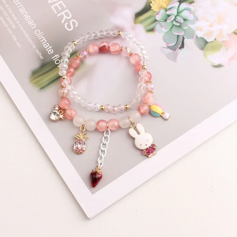 Rose sisi 2022 Summer Vacation Beach Bracelet Shell Little Girl Pendant Burst Bead Sweet Romantic Set Bracelet for women jewelry
