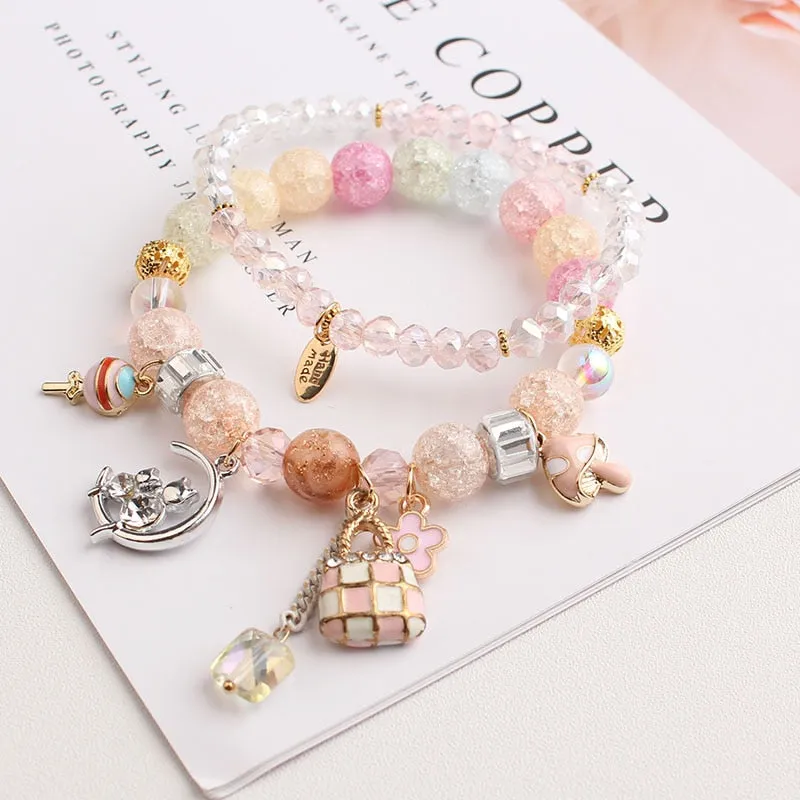 Rose sisi 2022 Summer Vacation Beach Bracelet Shell Little Girl Pendant Burst Bead Sweet Romantic Set Bracelet for women jewelry