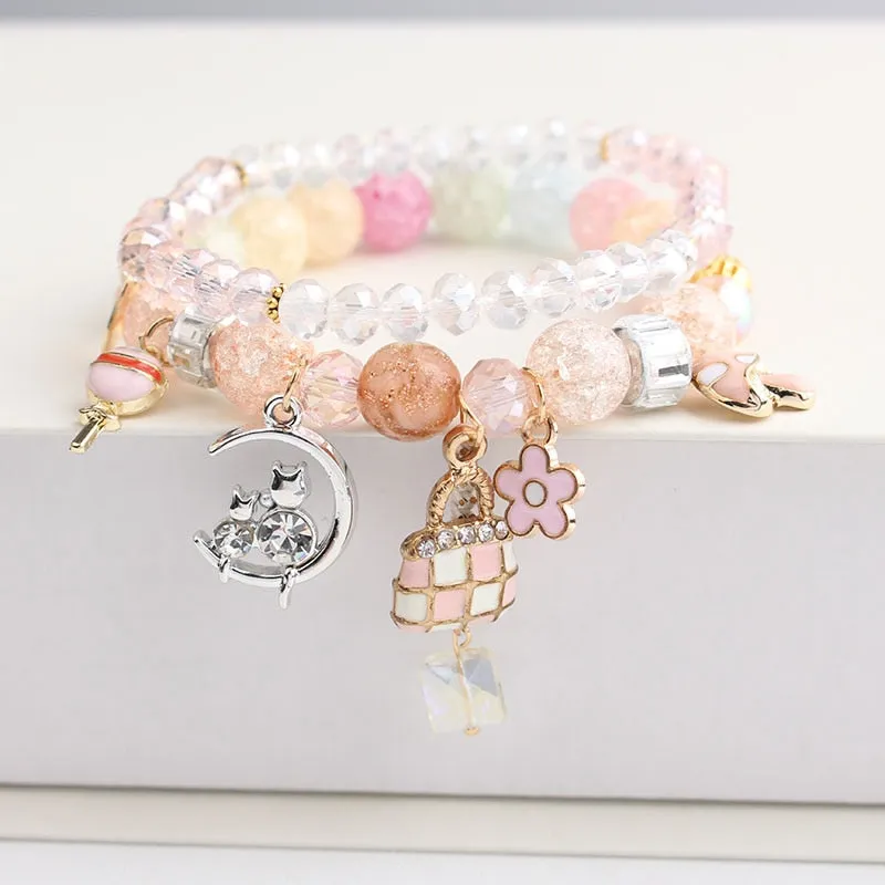 Rose sisi 2022 Summer Vacation Beach Bracelet Shell Little Girl Pendant Burst Bead Sweet Romantic Set Bracelet for women jewelry