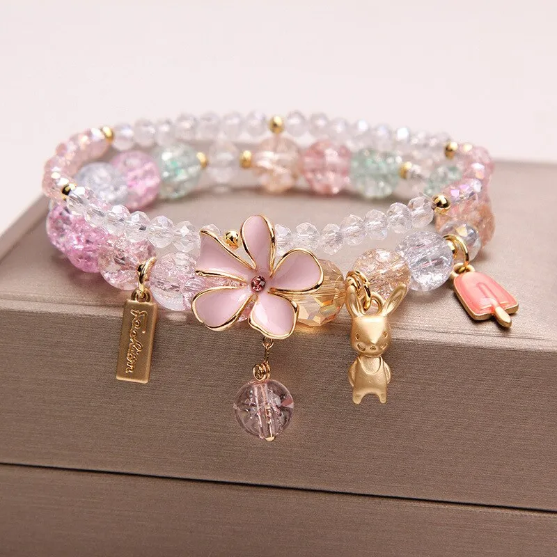 Rose sisi 2022 Summer Vacation Beach Bracelet Shell Little Girl Pendant Burst Bead Sweet Romantic Set Bracelet for women jewelry