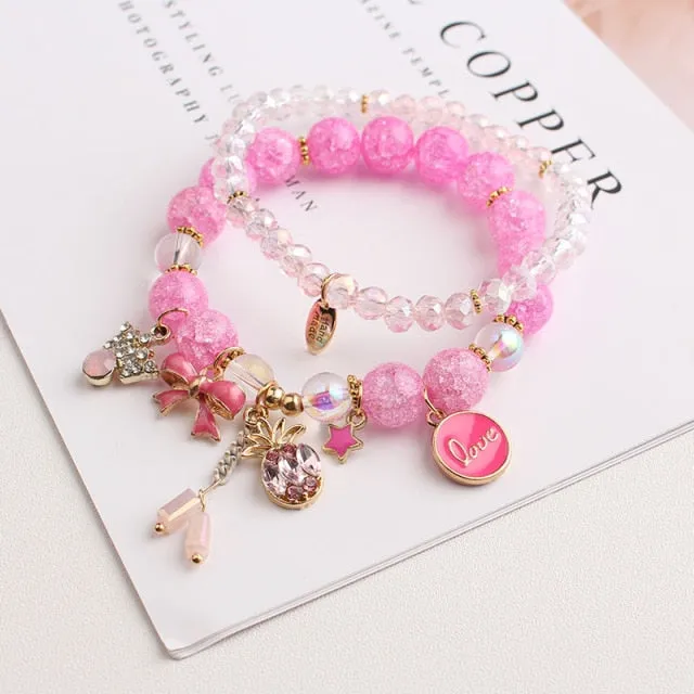 Rose sisi 2022 Summer Vacation Beach Bracelet Shell Little Girl Pendant Burst Bead Sweet Romantic Set Bracelet for women jewelry