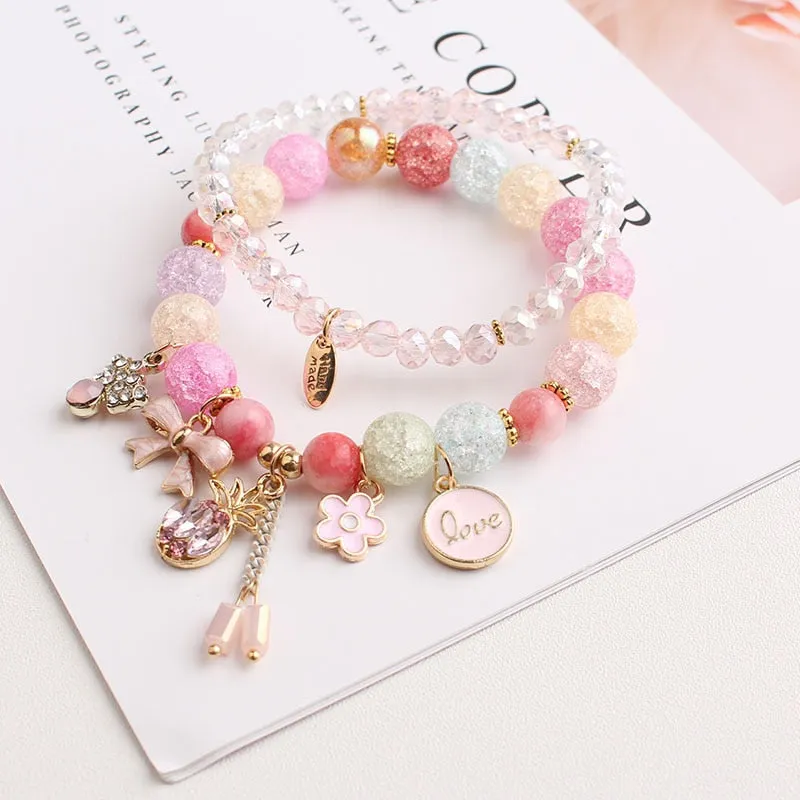 Rose sisi 2022 Summer Vacation Beach Bracelet Shell Little Girl Pendant Burst Bead Sweet Romantic Set Bracelet for women jewelry