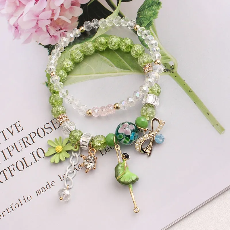 Rose sisi 2022 Summer Vacation Beach Bracelet Shell Little Girl Pendant Burst Bead Sweet Romantic Set Bracelet for women jewelry