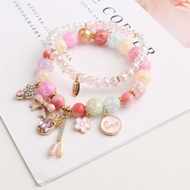 Rose sisi 2022 Summer Vacation Beach Bracelet Shell Little Girl Pendant Burst Bead Sweet Romantic Set Bracelet for women jewelry