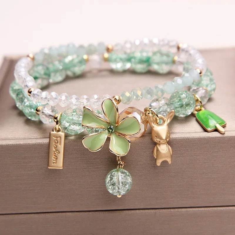 Rose sisi 2022 Summer Vacation Beach Bracelet Shell Little Girl Pendant Burst Bead Sweet Romantic Set Bracelet for women jewelry