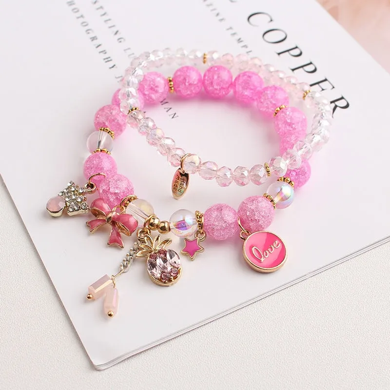 Rose sisi 2022 Summer Vacation Beach Bracelet Shell Little Girl Pendant Burst Bead Sweet Romantic Set Bracelet for women jewelry