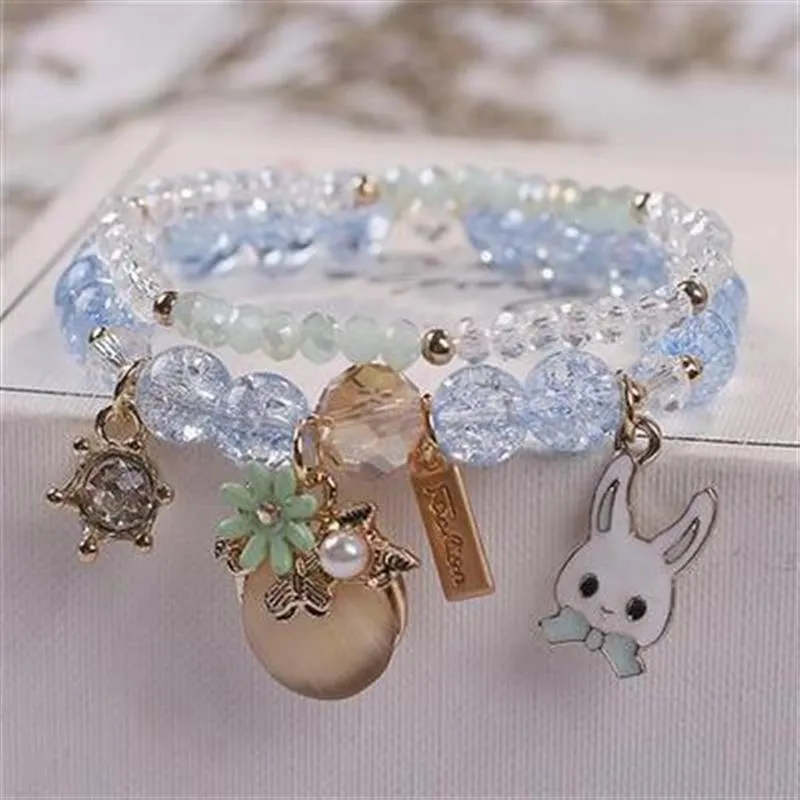 Rose sisi 2022 Summer Vacation Beach Bracelet Shell Little Girl Pendant Burst Bead Sweet Romantic Set Bracelet for women jewelry