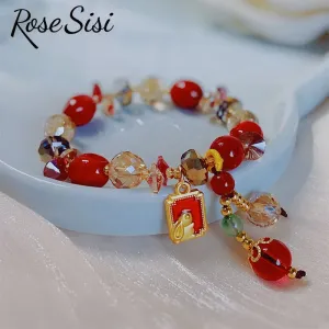Rose sisi 2023 New Year Chinese bracelets red jujube beads crystal bunny New Year bracelet for women in the Year of the Rabbit