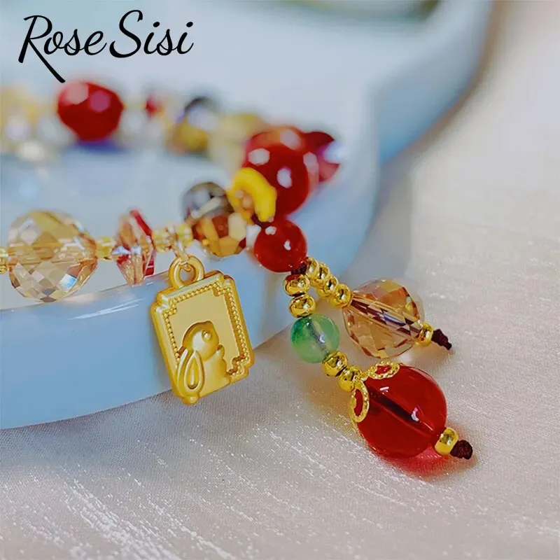 Rose sisi 2023 New Year Chinese bracelets red jujube beads crystal bunny New Year bracelet for women in the Year of the Rabbit