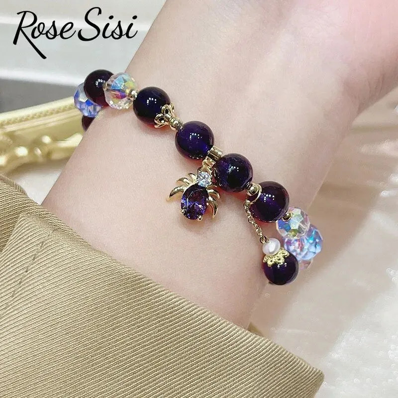 Rose sisi Korean amethyst bracelet for women temperament the heart of the ocean long life lock friendship bracelets jewelry gift