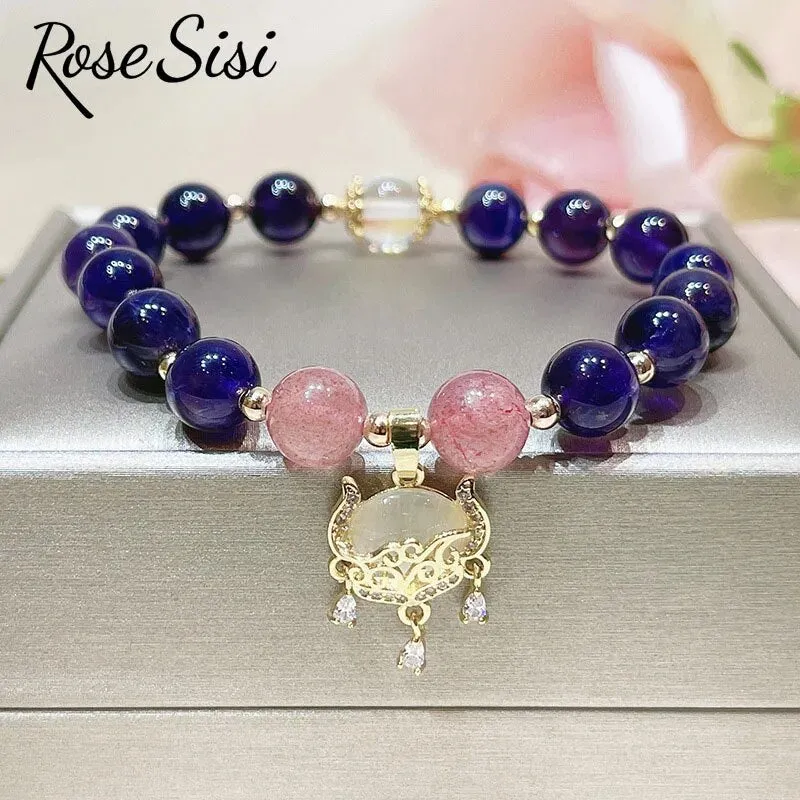 Rose sisi Korean amethyst bracelet for women temperament the heart of the ocean long life lock friendship bracelets jewelry gift