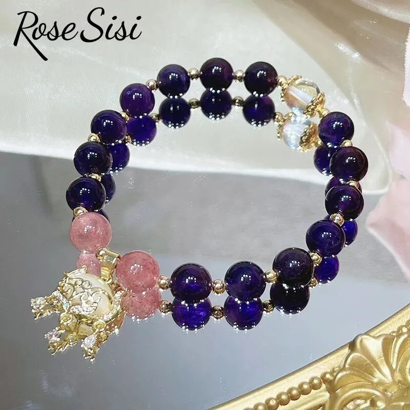Rose sisi Korean amethyst bracelet for women temperament the heart of the ocean long life lock friendship bracelets jewelry gift