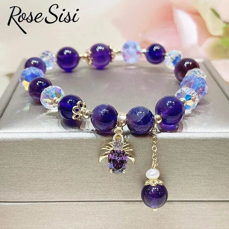 Rose sisi Korean amethyst bracelet for women temperament the heart of the ocean long life lock friendship bracelets jewelry gift