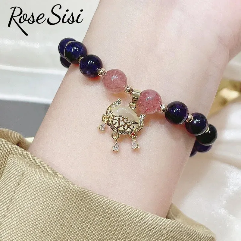 Rose sisi Korean amethyst bracelet for women temperament the heart of the ocean long life lock friendship bracelets jewelry gift