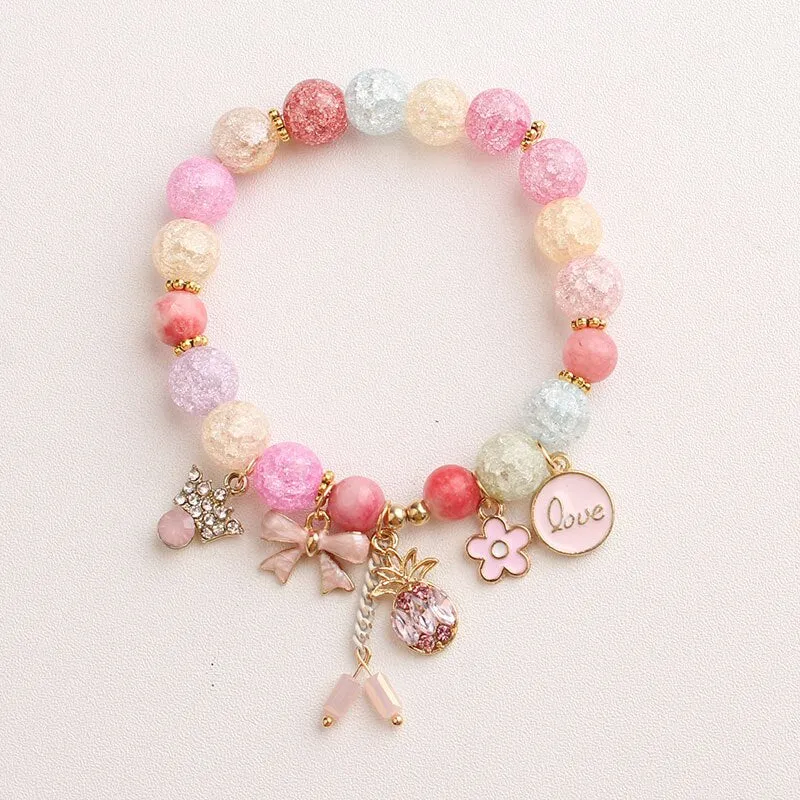 Rose sisi Korean Fashion Girl Heart Holiday Style Bracelet for women Whale Tail bead Bracelets Double Stretch Girl Pendant Retro