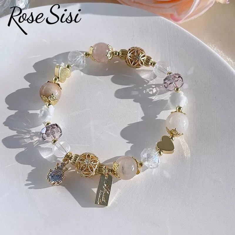 Rose sisi Korean style agate bracelet for women lovely sweet female water drop accessories crystal bracelet jewelry for women