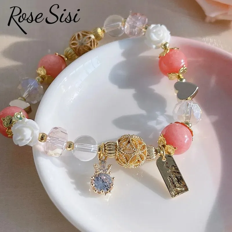Rose sisi Korean style agate bracelet for women lovely sweet female water drop accessories crystal bracelet jewelry for women