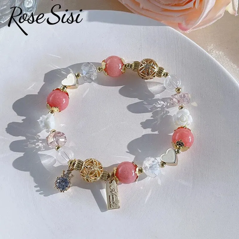 Rose sisi Korean style agate bracelet for women lovely sweet female water drop accessories crystal bracelet jewelry for women