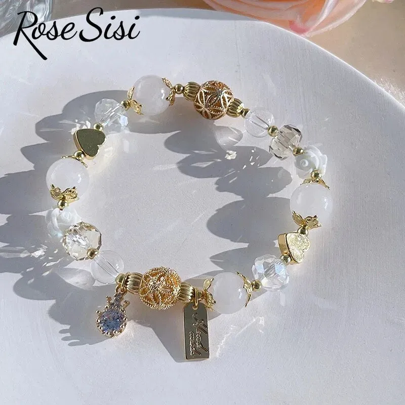 Rose sisi Korean style agate bracelet for women lovely sweet female water drop accessories crystal bracelet jewelry for women