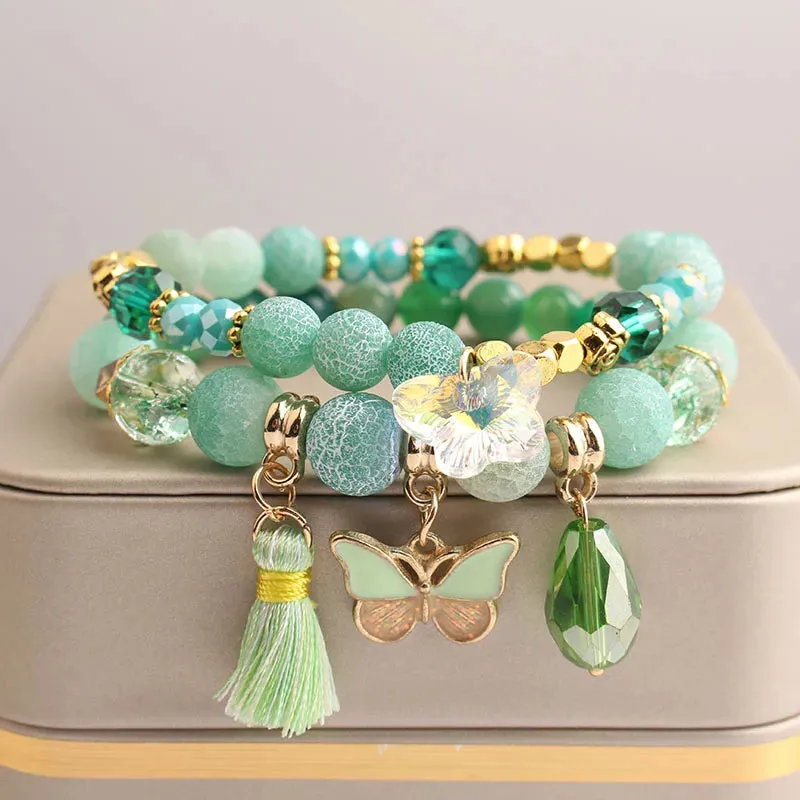 Rose sisi Korean style fashion fresh crystal bracelet for women elastic bead bracelet girl pendant girl jewelry for women gift