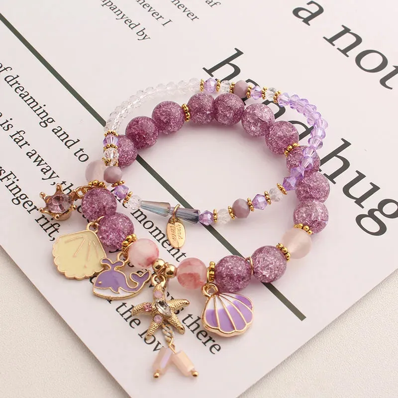 Rose sisi Korean style fashion fresh crystal bracelet for women elastic bead bracelet girl pendant girl jewelry for women gift