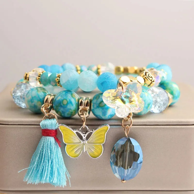 Rose sisi Korean style fashion fresh crystal bracelet for women elastic bead bracelet girl pendant girl jewelry for women gift