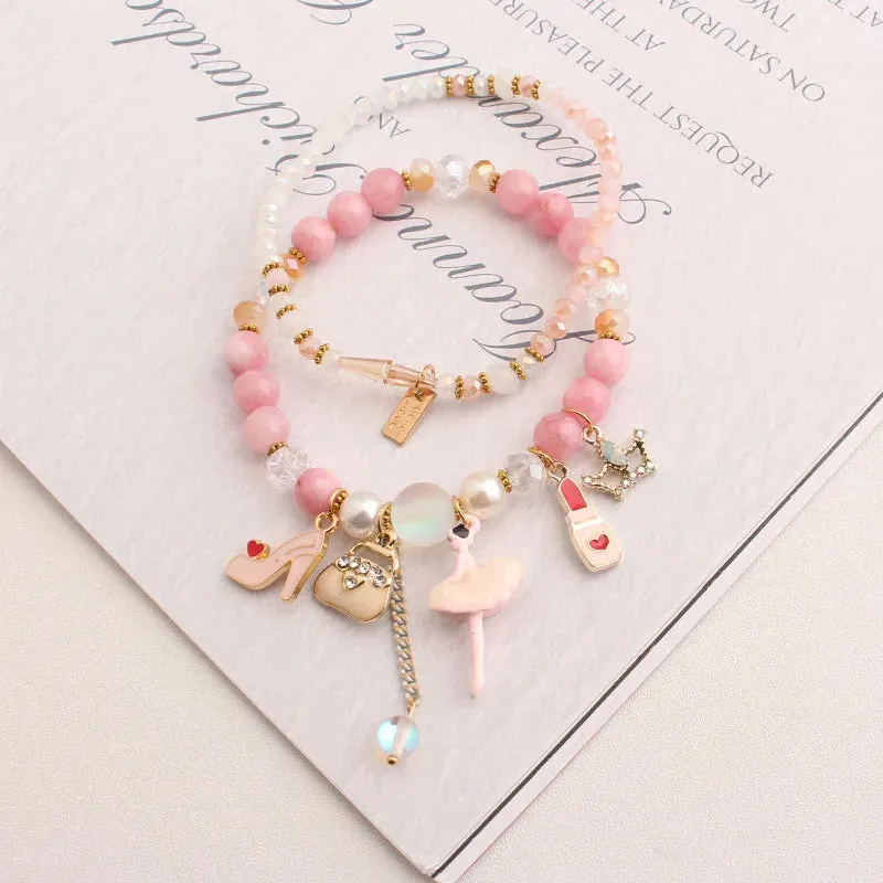 Rose sisi Korean style fashion fresh crystal bracelet for women elastic bead bracelet girl pendant girl jewelry for women gift