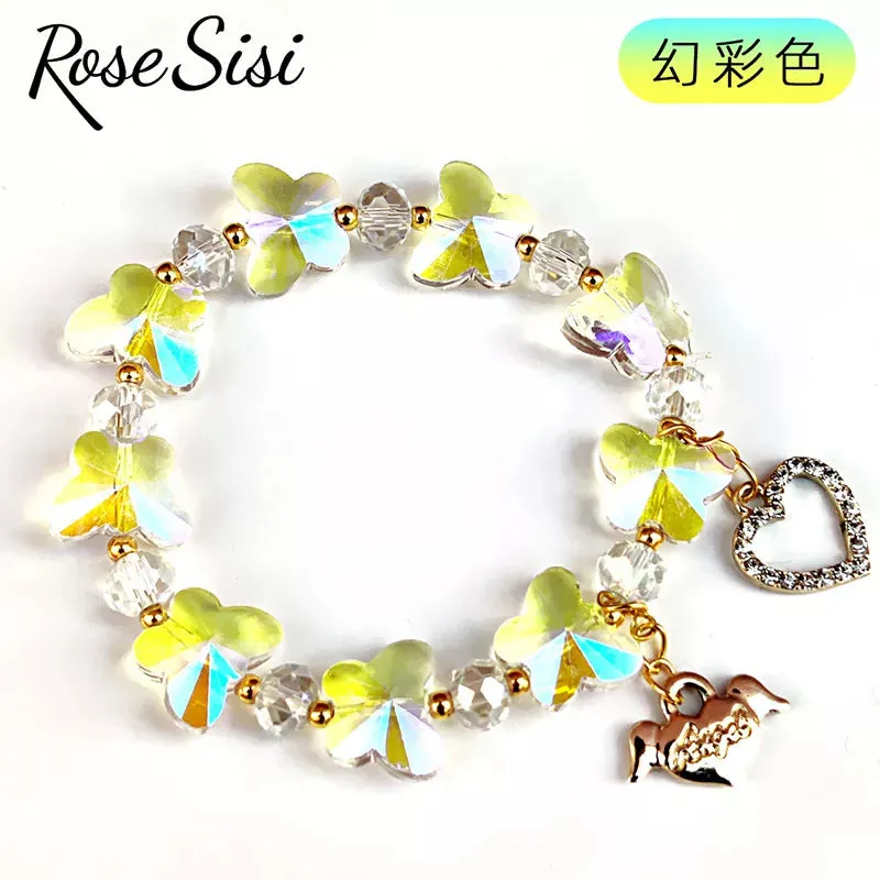Rose sisi Korean style fresh and sweet girl butterfly violet bracelets crystal bracelet for women lover gift jewelry for women