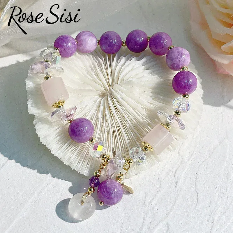 Rose sisi Korean style fresh beaded transfer crystal bracelet for women friendship bracelet female white crystal safety buckle